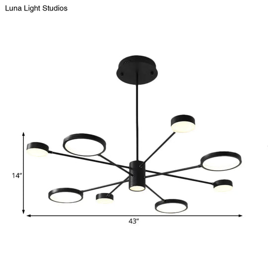 Modern Acrylic Sputnik Chandelier Pendant Light: Black Led Hanging Lamp Fixture With 6/8/10 Lights