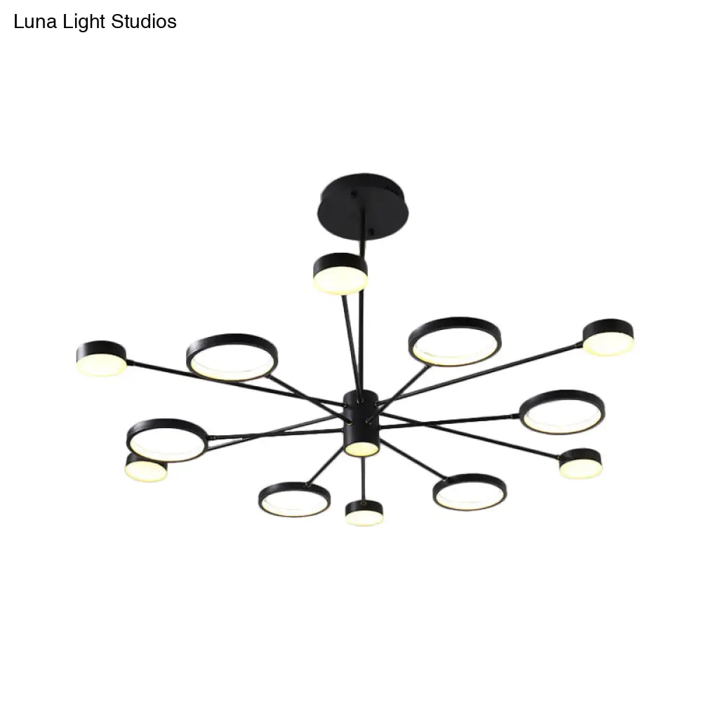 Modern Acrylic Sputnik Chandelier Pendant Light: Black Led Hanging Lamp Fixture With 6/8/10 Lights