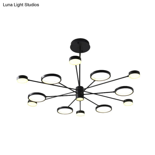 Modern Acrylic Sputnik Chandelier Pendant Light: Black Led Hanging Lamp Fixture With 6/8/10 Lights