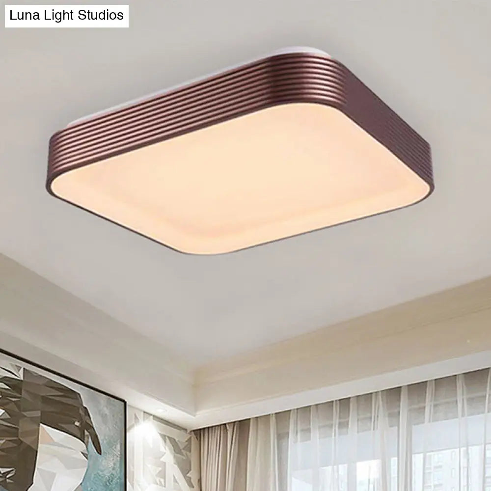 Modern Acrylic Square Ceiling Light - 18’/23.5’ Wide Dark Red Led Flush Mount Fixture
