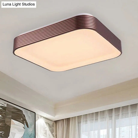 Modern Acrylic Square Ceiling Light - 18’/23.5’ Wide Dark Red Led Flush Mount Fixture