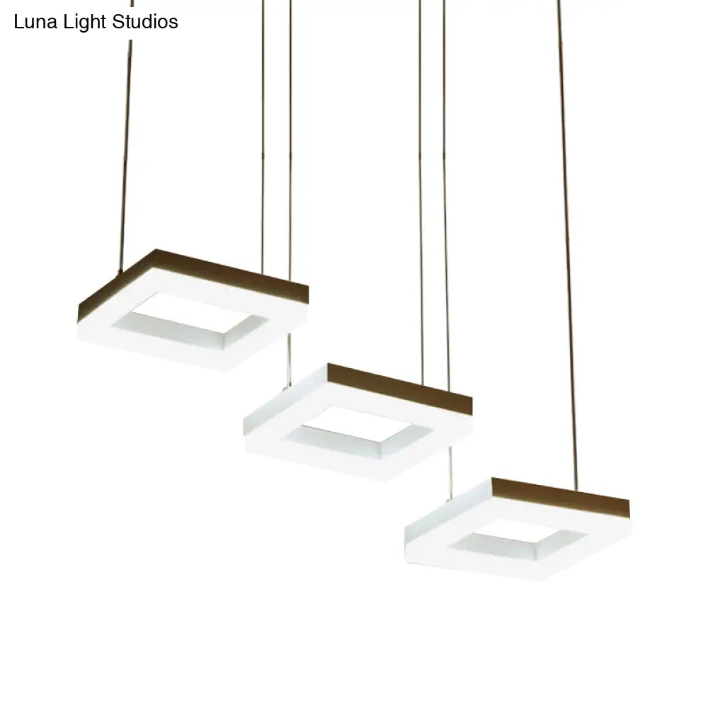 Modern Acrylic Square Chandelier - Black/White Pendant Light With 3 Bulbs