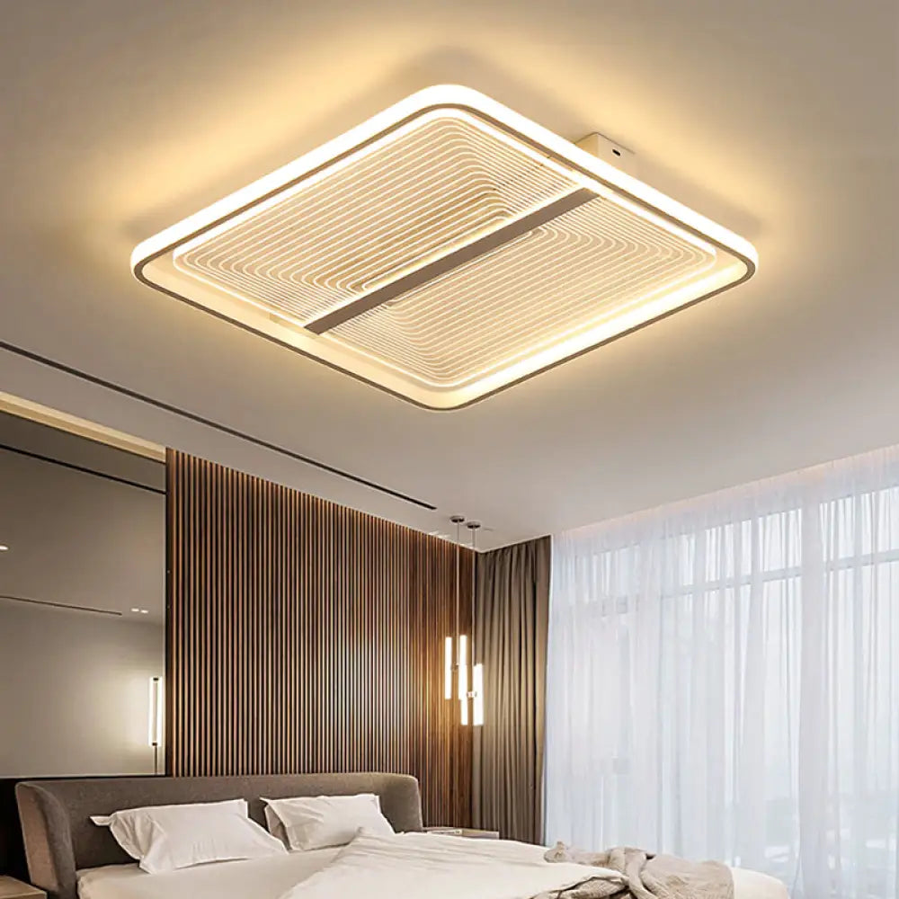 Modern Acrylic Square Flush Mount Lamp - White Ceiling Light Fixture With Warm/White / Warm