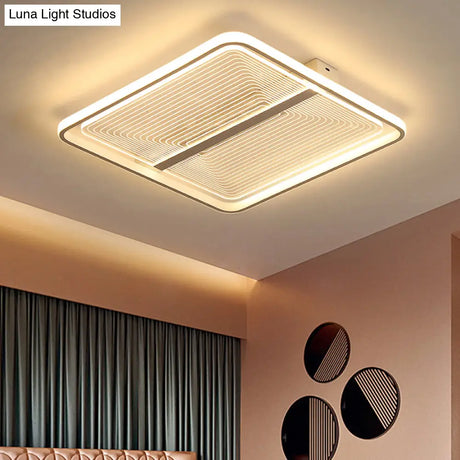Modern Acrylic Square Flush Mount Lamp - White Ceiling Light Fixture With Warm/White