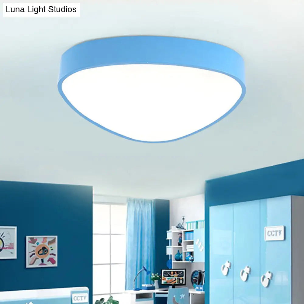 Modern Acrylic Triangle Ceiling Mount Light - Red/Blue/Yellow Led Flush Lamp 18/23.5 Dia Third