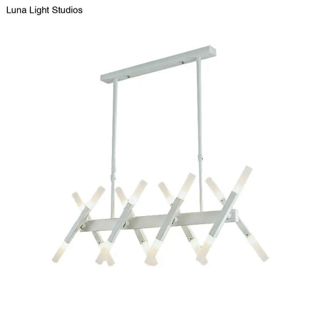 Modern Acrylic Tube Island Pendant Light - 16/20 Lights Black/White/Gold Dining Room Ceiling