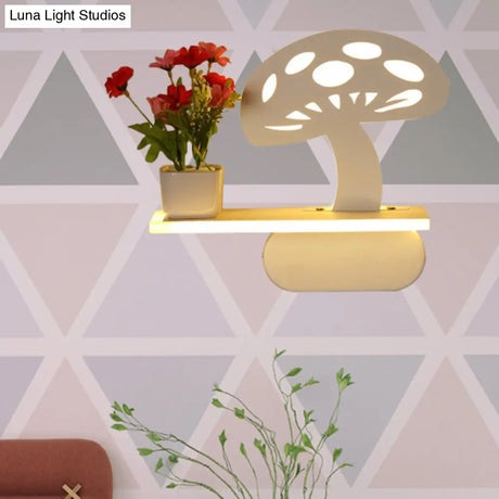 Modern Acrylic Wall Sconce With Shelf - White