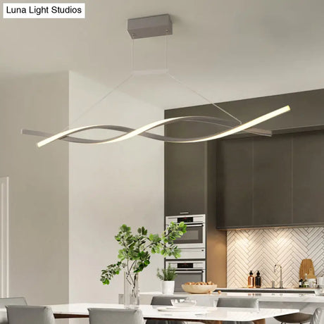 Modern Acrylic Wave Chandelier Pendant Lamp - Led Black/Grey White/Warm/Natural Light 31.5/39/47