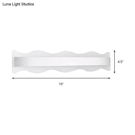 Modern Acrylic Wave Vanity Lighting - Led 16/20 Wide White Sconce Light Fixture White/Warm
