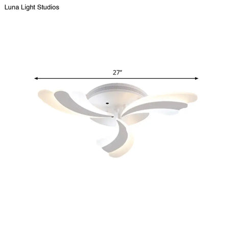 Modern Acrylic Windmill Ceiling Lamp - 3/5/9 Lights White Flush Mount Light Fixture In