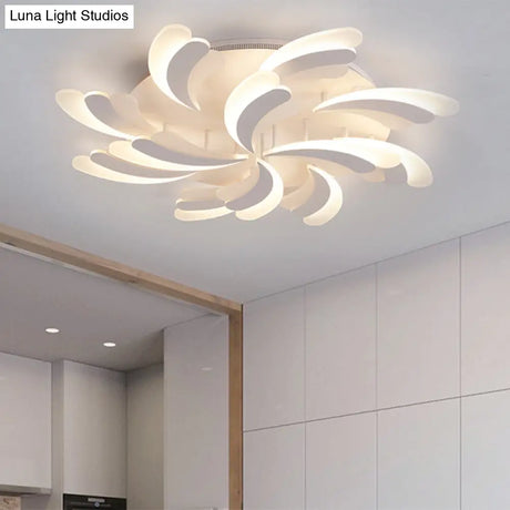 Modern Acrylic Windmill Ceiling Lamp - 3/5/9 Lights White Flush Mount Light Fixture In