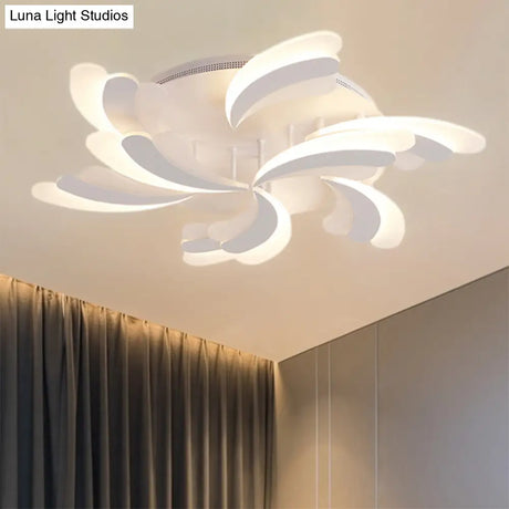 Modern Acrylic Windmill Ceiling Lamp - 3/5/9 Lights White Flush Mount Light Fixture In