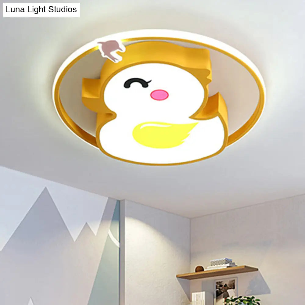 Modern Acrylic Yellow Duck Flush Mount Ceiling Light Fixture