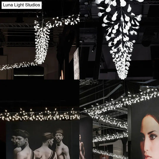 Modern Aluminum Island Ceiling Lamp: Nickel/Rose Gold Branching Design With Acrylic Shade Rose