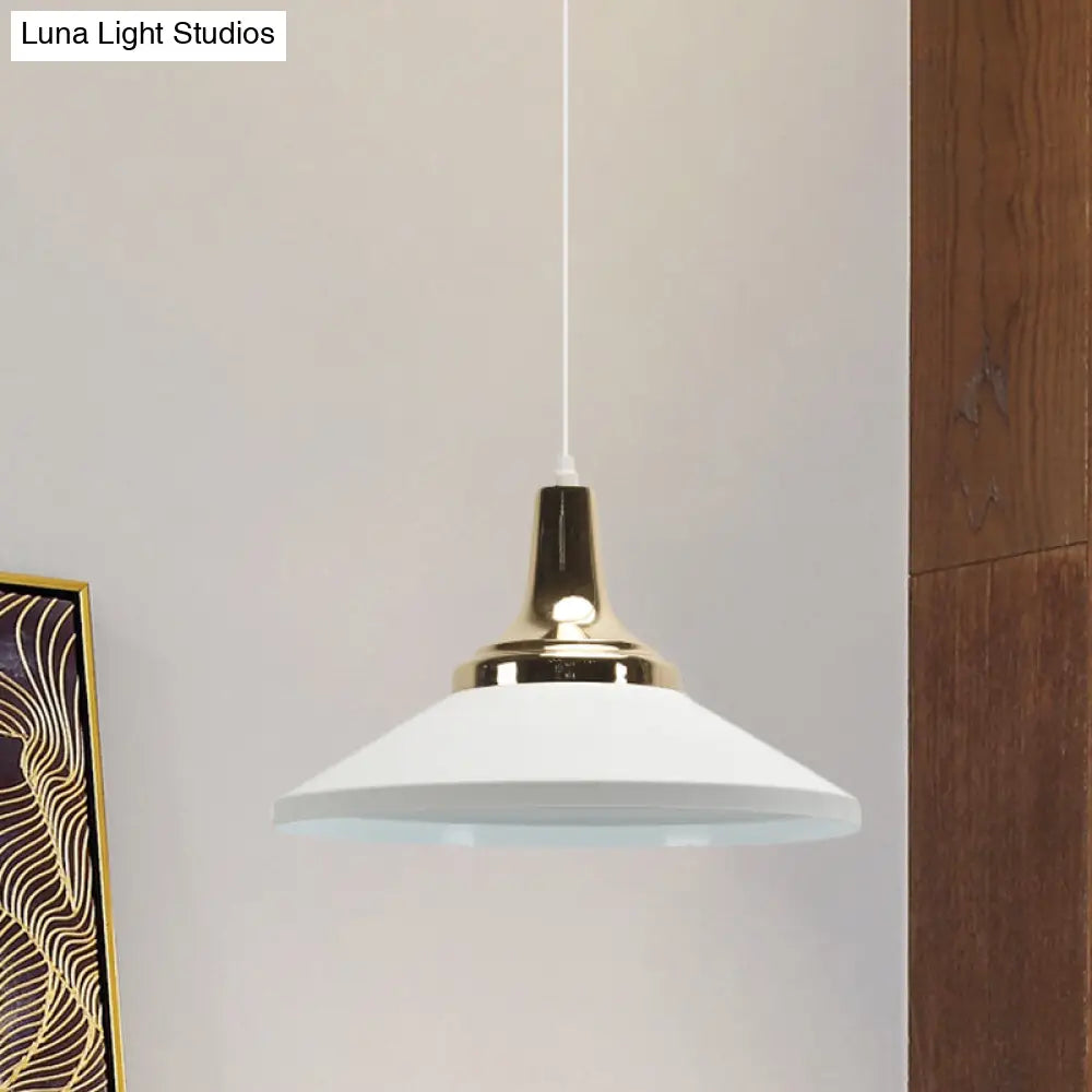 Modern Aluminum Pendant Light For Hotel Kitchen - Sleek Shallow Cone Design White