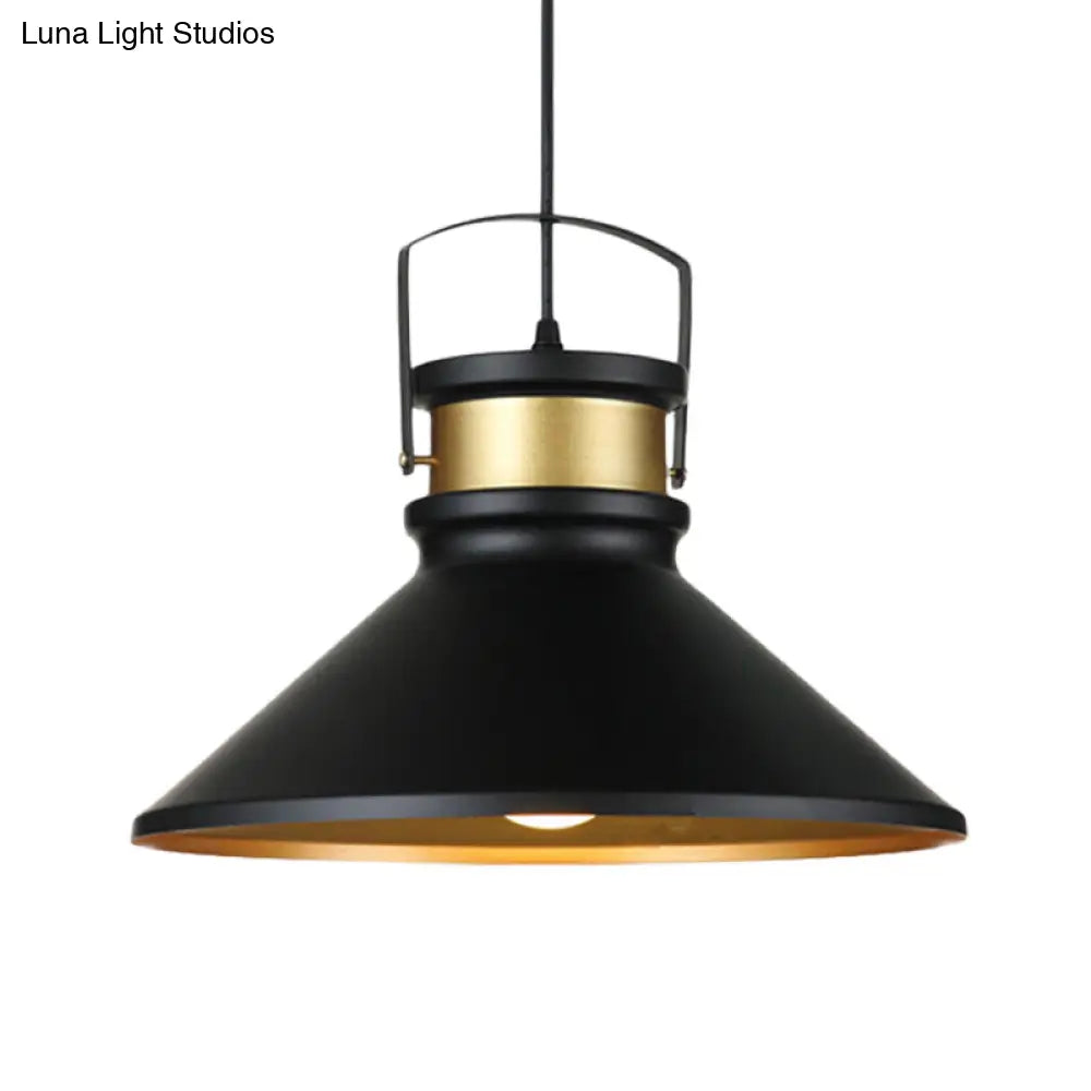Flared 1-Light Black Aluminum Pendant Lamp For Dining Room