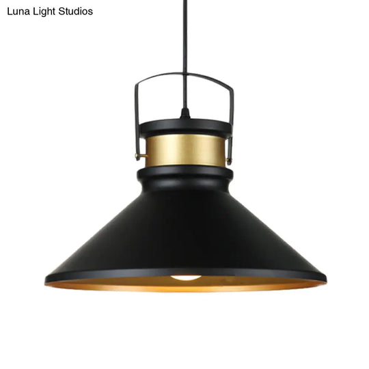 Flared 1-Light Black Aluminum Pendant Lamp For Dining Room