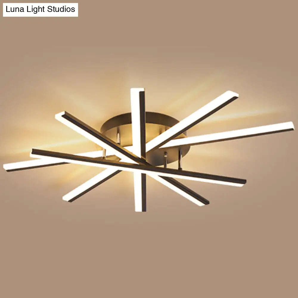 Modern Aluminum Semi Flush Mount Led Ceiling Lamp - Sleek Crossed Line Design For Simplicity And