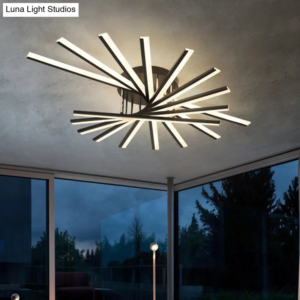 Modern Aluminum Semi Flush Mount Led Ceiling Lamp - Sleek Crossed Line Design For Simplicity And