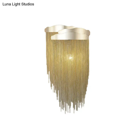 Modern Aluminum Tassel Wall Sconce With 3 Lighting Options In Silver/Gold For Bedside