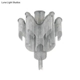 Modern Aluminum Tiered Tassel Semi Flush Led Ceiling Lamp For Living Room