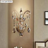 Modern Amber Glass Candle Sconce Wall Light With Crystal Drip Accent - 1/2 Heads Bedroom Fixture
