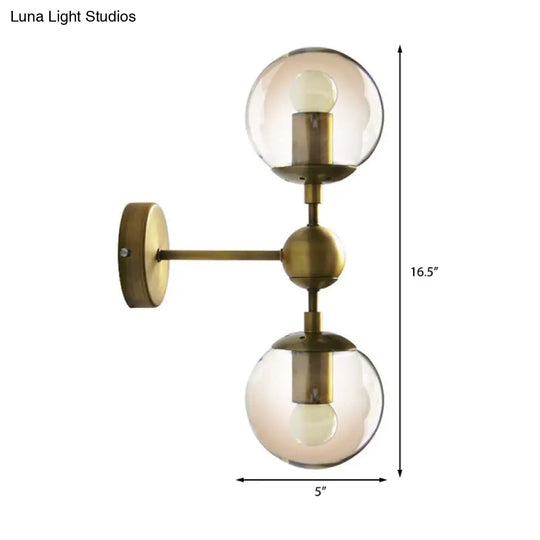 Modern Amber Glass Wall Sconce In Gold For Bedroom Lighting