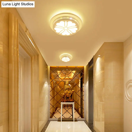 Modern Art Deco Flush Mount Ceiling Light For Hallway - Stylish Circular Acrylic Lamp