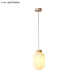 Modern Asian Pendant Lamp with Paper Shade - White Capsule/Drum Ceiling Light for Corridor - Sizes: 5.5’’/8’’/12’’ Wide