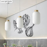 Modern Asian Pendant Lamp with Paper Shade - White Capsule/Drum Ceiling Light for Corridor - Sizes: 5.5’’/8’’/12’’ Wide