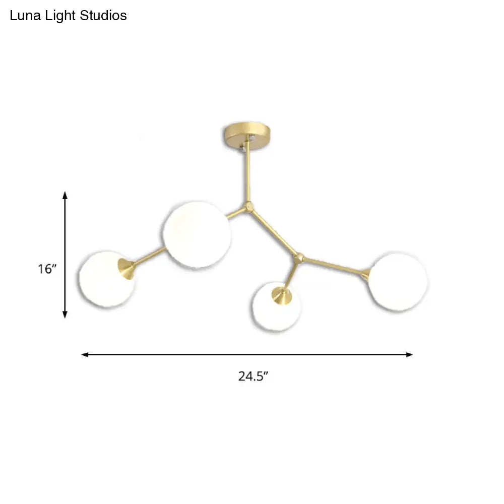 Modern Ball Pendant Light: Clear/Milky White Glass 4/5/6-Head Dining Room Chandelier With Black/Gold