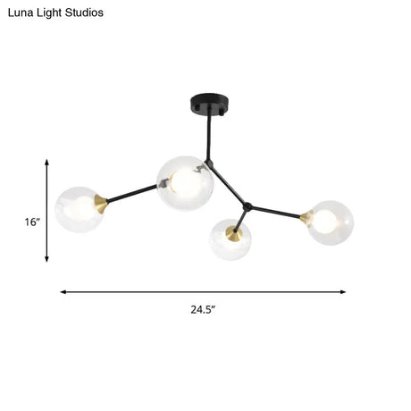 Modern Ball Pendant Light: Clear/Milky White Glass 4/5/6-Head Dining Room Chandelier With Black/Gold