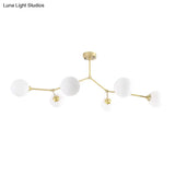 Modern Ball Pendant Light: Clear/Milky White Glass 4/5/6-Head Dining Room Chandelier With Black/Gold