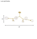 Modern Ball Pendant Light: Clear/Milky White Glass 4/5/6-Head Dining Room Chandelier With Black/Gold