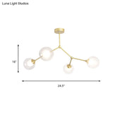 Modern Ball Pendant Light: Clear/Milky White Glass 4/5/6-Head Dining Room Chandelier With Black/Gold