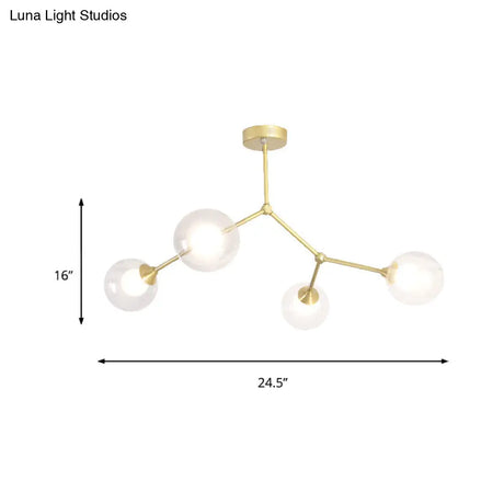 Modern Ball Pendant Light: Clear/Milky White Glass 4/5/6-Head Dining Room Chandelier With Black/Gold