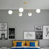Modern Ball Pendant Light: Clear/Milky White Glass 4/5/6-Head Dining Room Chandelier With Black/Gold