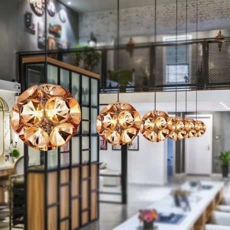 Modern Ball Pendant Light In Chrome/Gold With Led White/Warm 7’/11’ Dia Gold / 7’ White