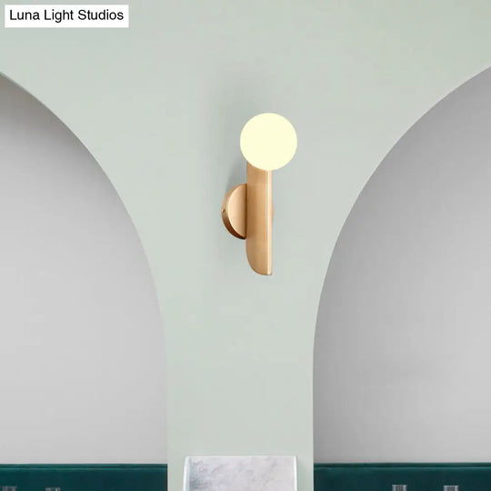 Modern Ball Wall Sconce - Matte White Glass Gold Mount 1 Light Fixture