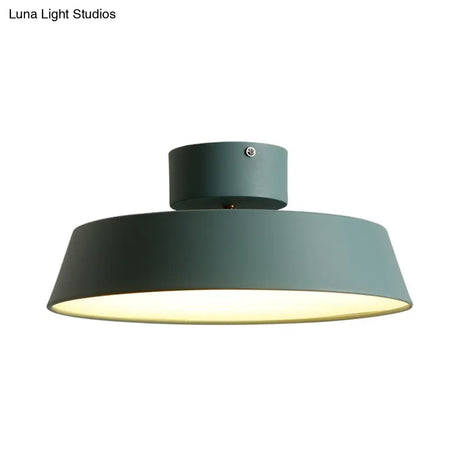 Modern Barn Semi Mount Lighting: Rotatable Ceiling Light Fixture With White/Green Acrylic Diffuser