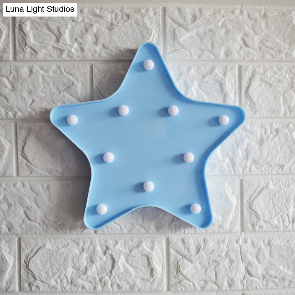 Modern Battery-Operated Led Wall Night Light - Star Stand Lighting Blue