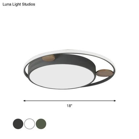 Modern Bear Head Led Flushmount Ceiling Light With Wood Accent - 18’/21.5’ Wide Cartoon Acrylic