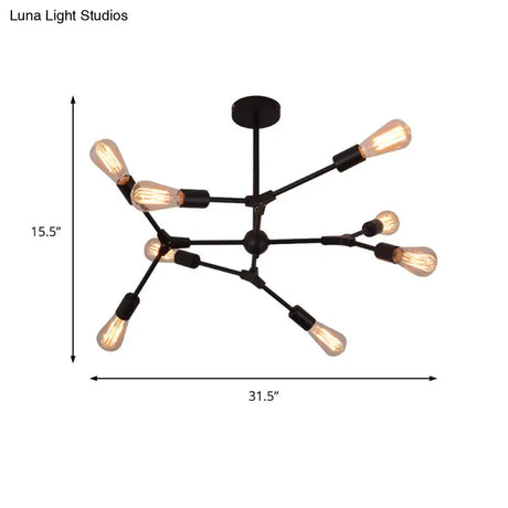 Modern Bedroom Chandelier With Sputnik Metal Shade And Bare Bulb: 6/8/9 Light Hanging Fixture