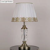 Modern Beige Barrel Night Light Table Lamp With Crystal Urn Stand