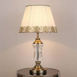 Modern Beige Barrel Night Light Table Lamp With Crystal Urn Stand