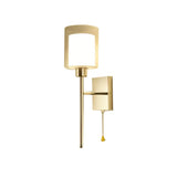 Modern Beige/Chrome Cylindrical Sconce With 1 Light Smoke/Clear Glass Wall Mount - Switch Options
