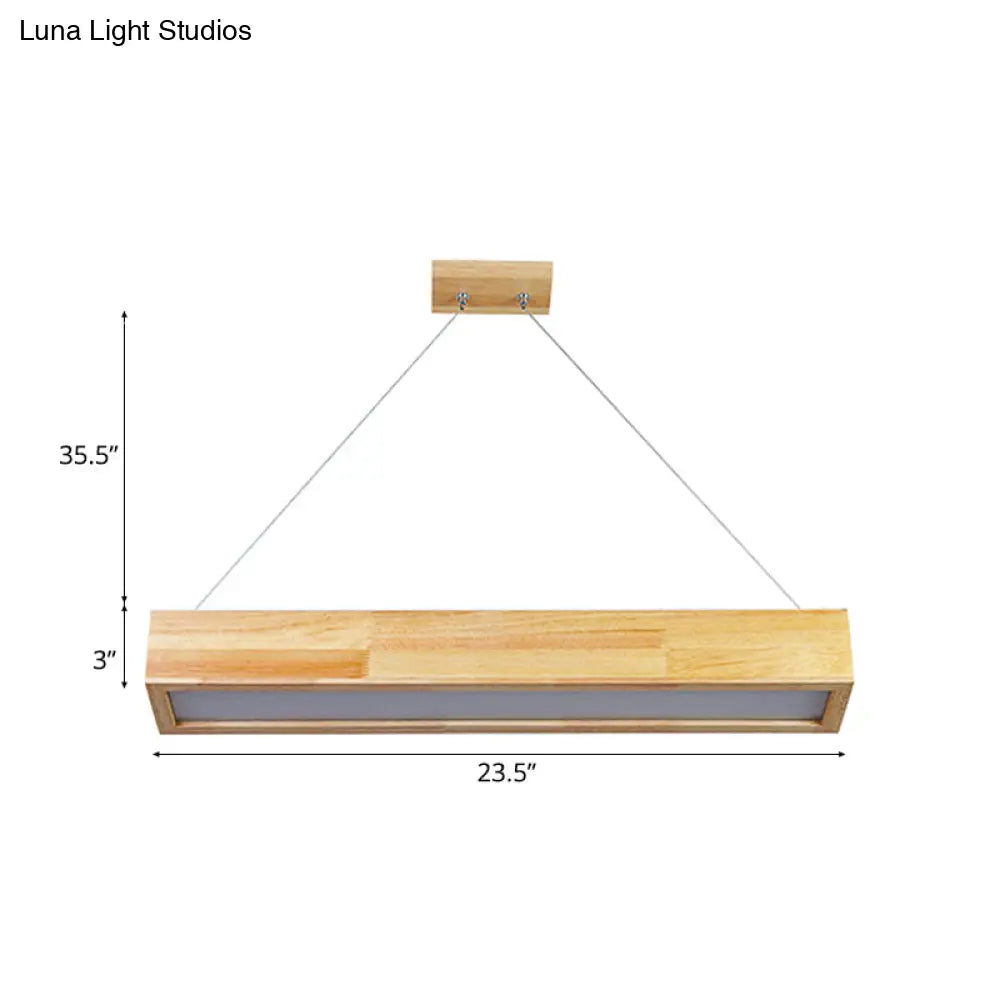 Modern Beige Linear Pendant Light - 1-Head Led Wood Ceiling Lamp (Warm/White Light) 23.5/35.5/47