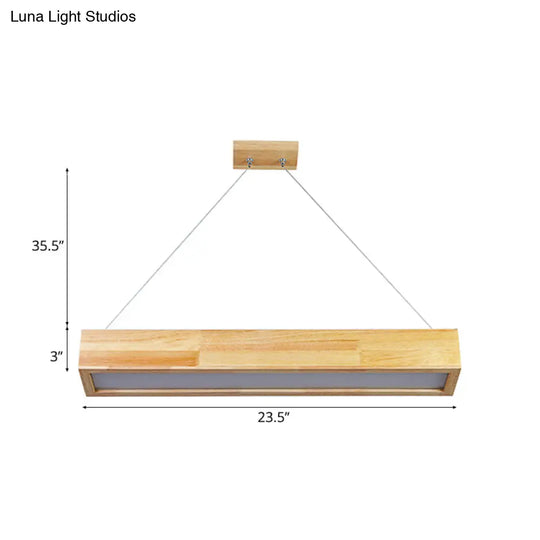 Modern Beige Linear Pendant Light - 1-Head Led Wood Ceiling Lamp (Warm/White Light) 23.5/35.5/47