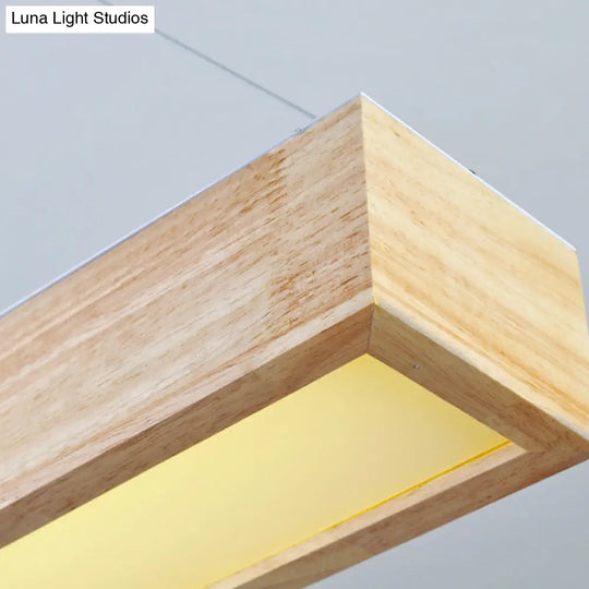 Modern Beige Linear Pendant Light - 1-Head Led Wood Ceiling Lamp (Warm/White Light) 23.5/35.5/47