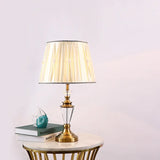 Modern Beige Table Lamp With Fabric Shade - 1 Head Desk Light Tapered Drum Nightstand
